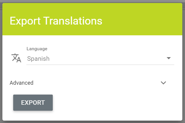 Export Translations pop-up